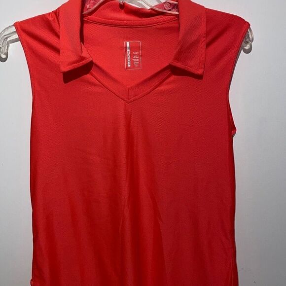 Mondetta Women's Sleeveless V-Neck Ruffled Tiered Hem Red Tennis/Golf Top Size S - Picture 1 of 8